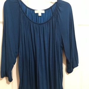 Blue and black print knit top never worn
